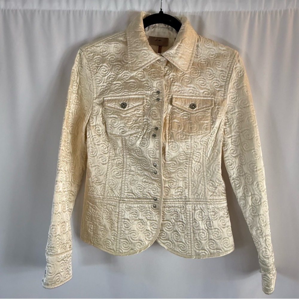 I.E Womens Jacket Size: S Gold Quilted Shimmer Snap Sleeves Hook Front